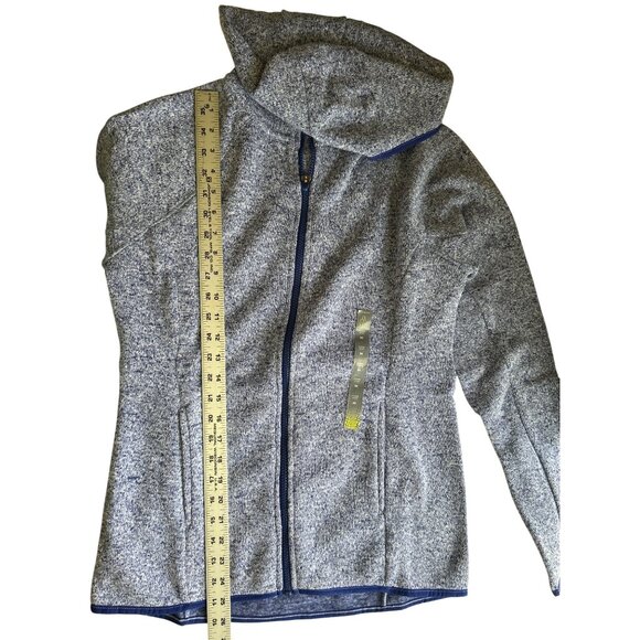 Tek Gear Blue Zip-Up Hooded Jacket Medium Heathered Design Long Sleeves Slim Fit - Picture 6 of 6